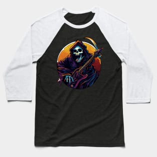 Rock and roll spooky grim reaper Baseball T-Shirt